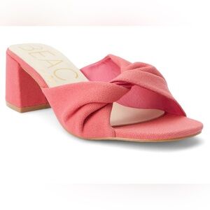 Beach by Matisse NIB Pink Women's Block Heel twisted upper strap Knotted Mules